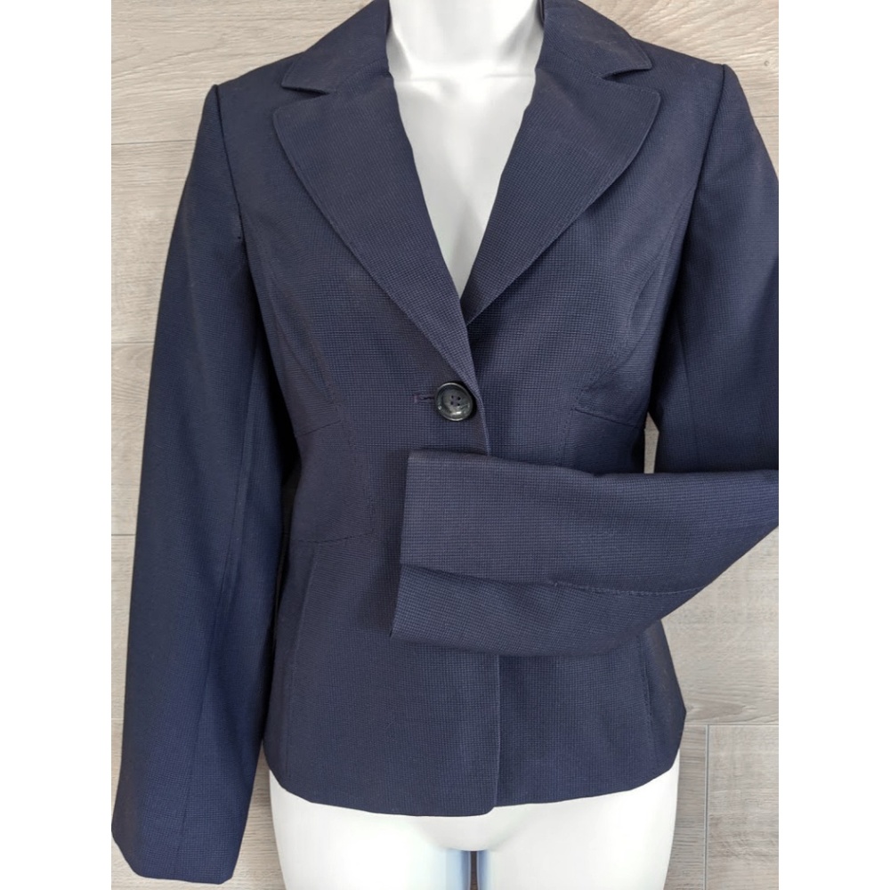 Ann Taylor Petites Navy Check Blazer - 4P